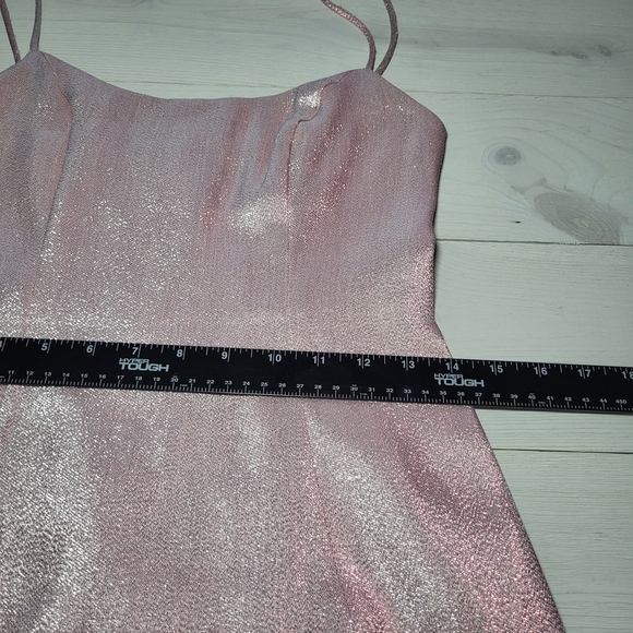 White Fox Dress Pink Metallic Shimmer Fairycore Coquette Barbiecore Spring - Picture 9 of 10